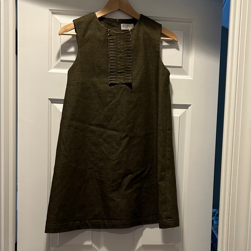 Vintage Sleeveless Olive Green Dress